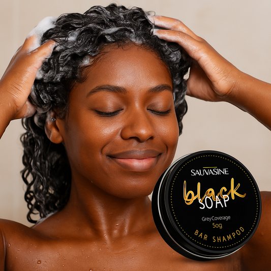 Savon noir - Shampoing solide anti cheveux blancs
