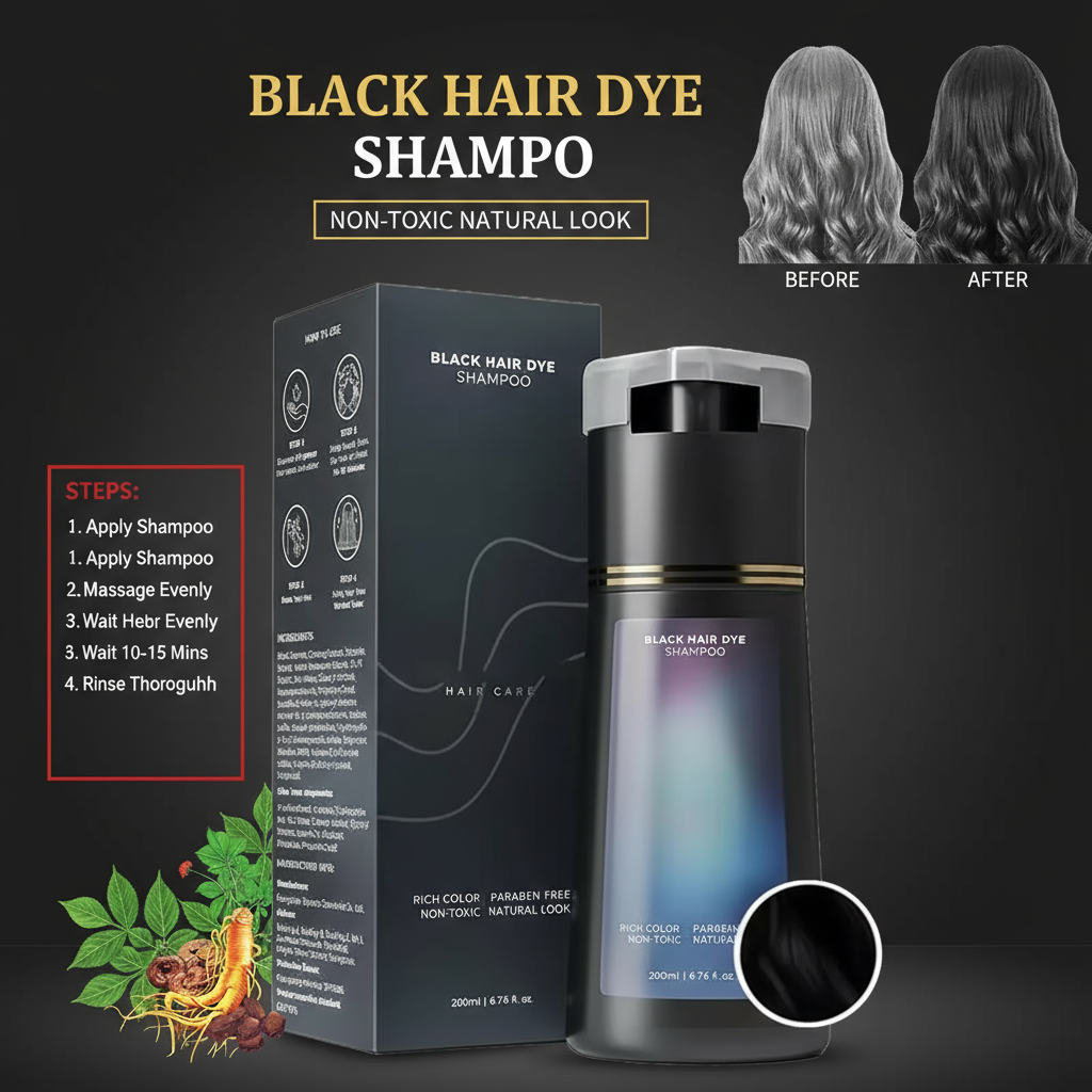 Shampoing  jeunesse – Cheveux et Barbe Noirs Instantanément